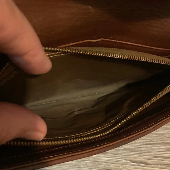 Celine Vintage Macadam Blue Denim Brown Leather Trim Wallet 7.25x4 EUC - Picture 15 of 15